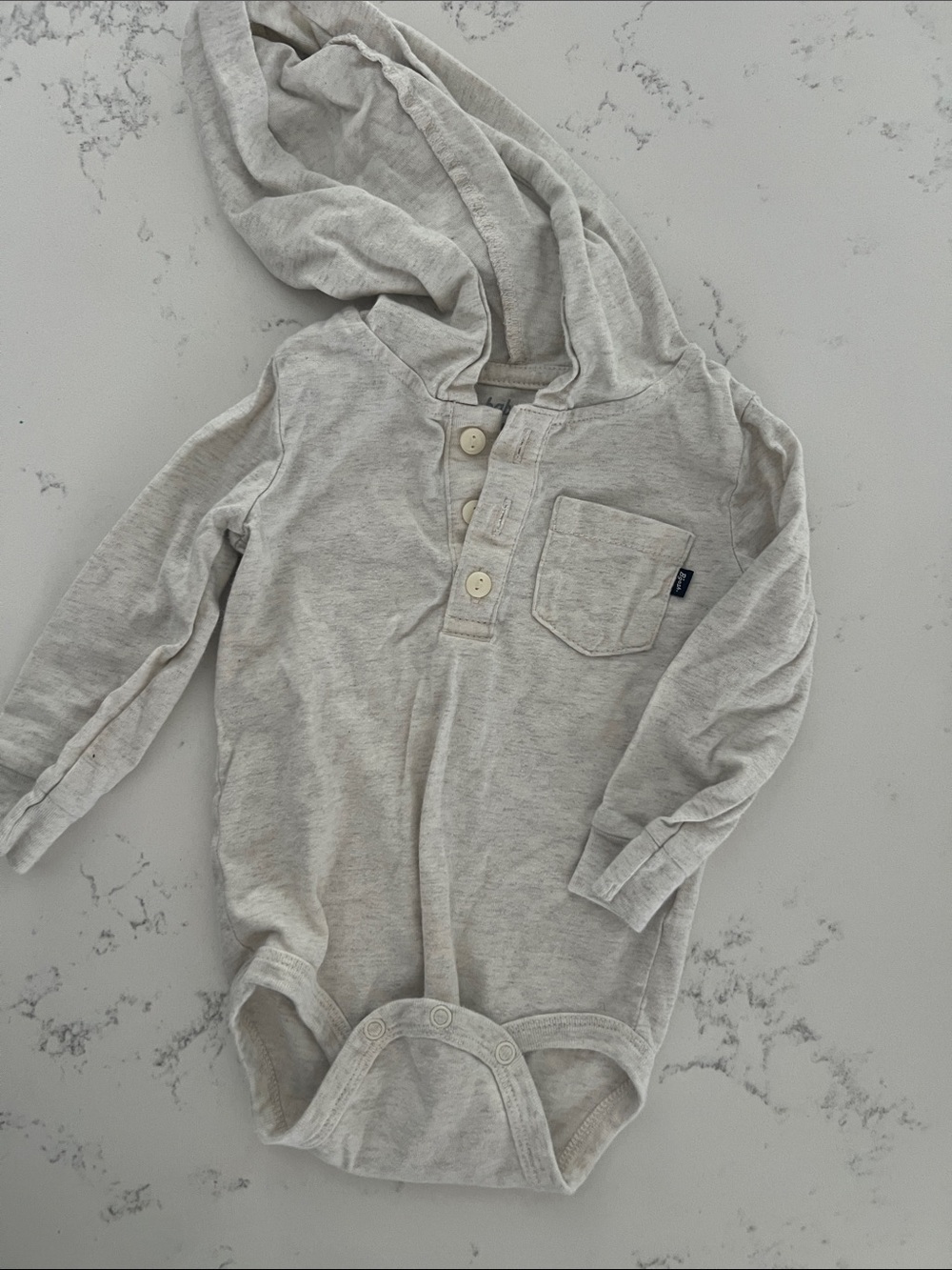 OshKosh B'gosh Light Gray Hooded Long-Sleeve Baby Onesie